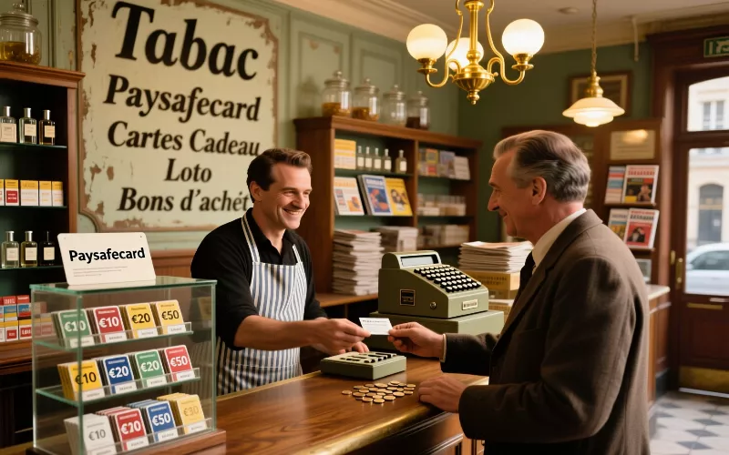 Achat d'une carte Paysafecard dans un bureau de tabac français