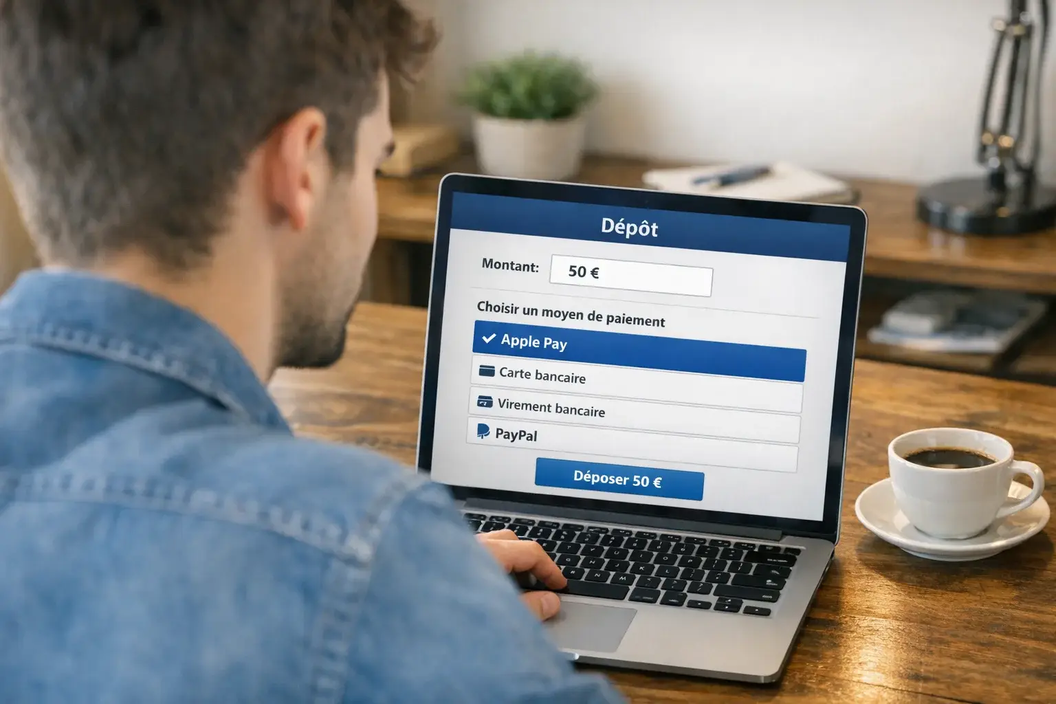 Interface de dépôt sur un site de paris sportifs français