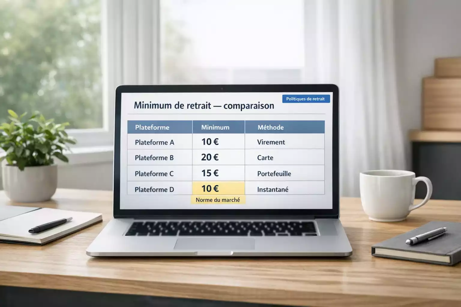 Comparatif des montants minimums de retrait paris sportifs