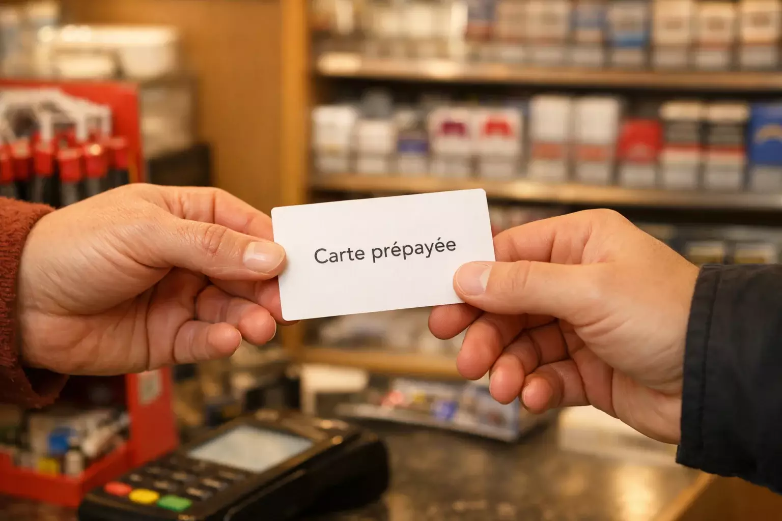 Achat de carte prépayée en bureau de tabac