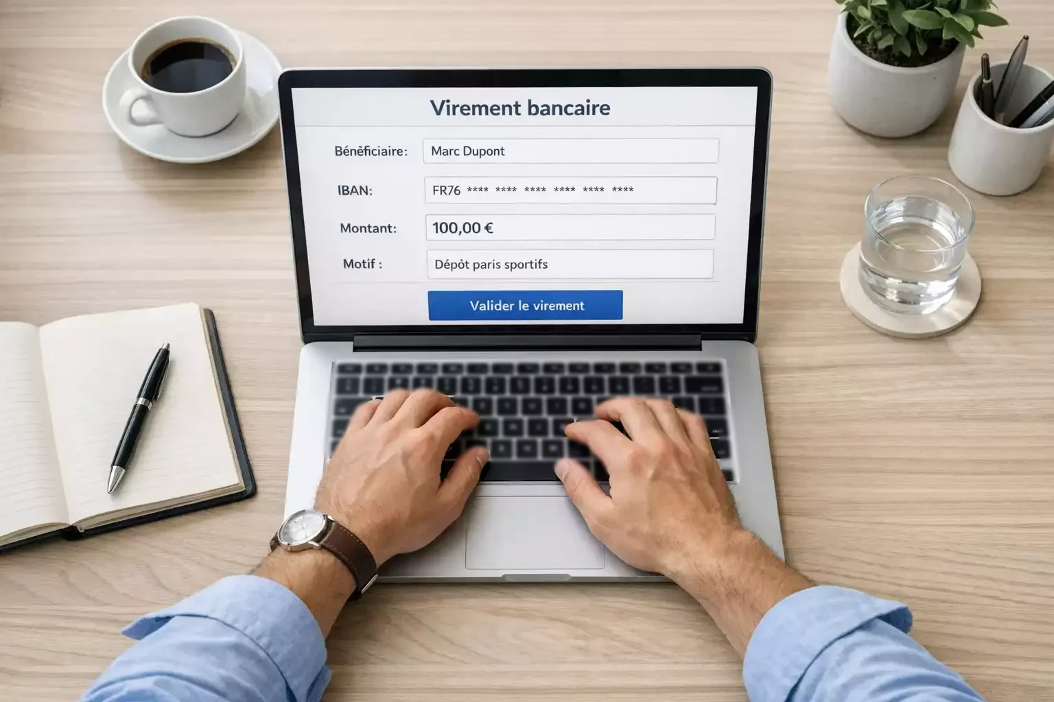 Opération de virement bancaire sécurisée pour les paris sportifs