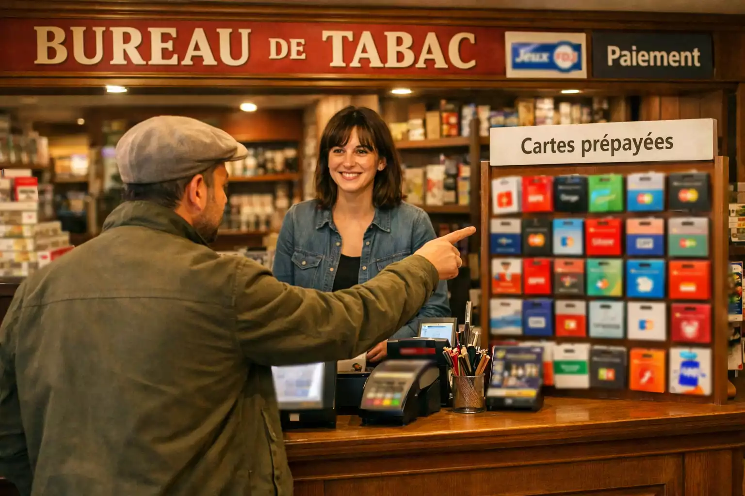 Point de vente Neosurf dans un bureau de tabac français