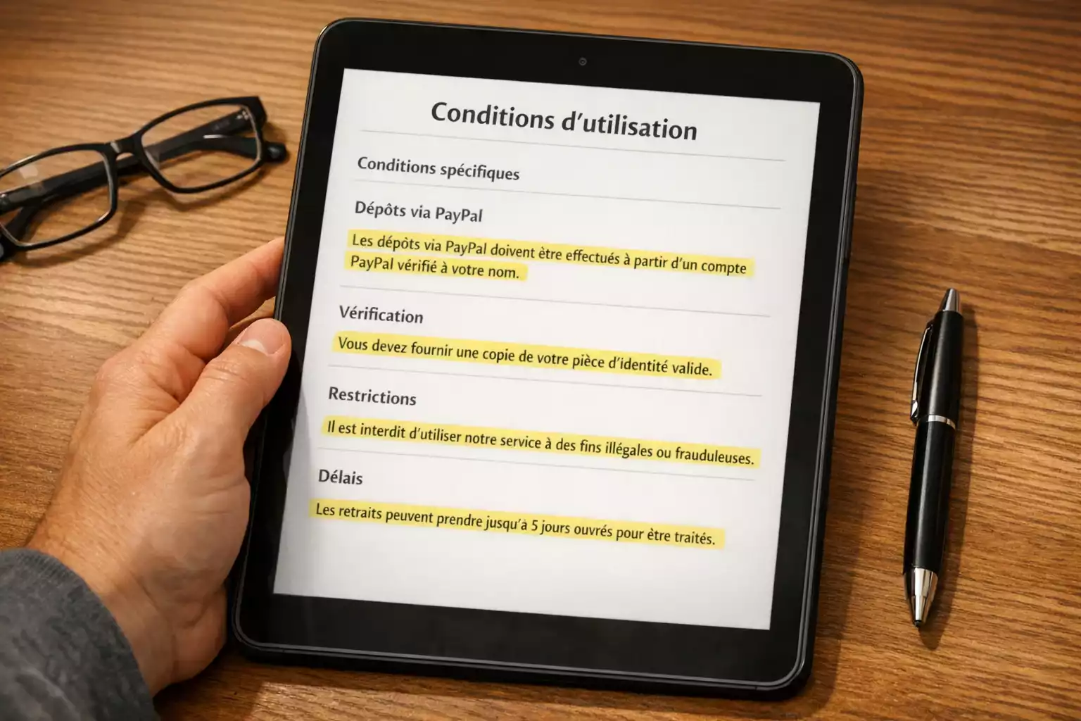 Conditions d'utilisation de PayPal selon les bookmakers