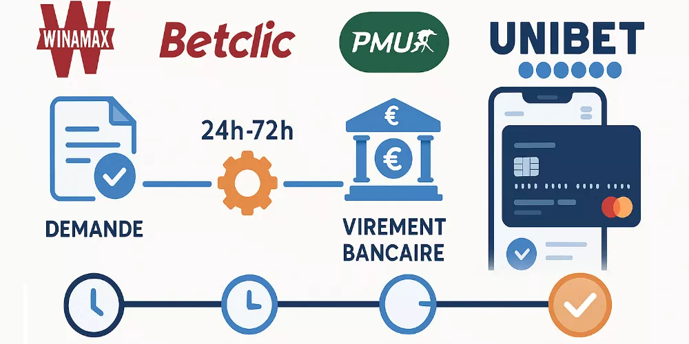 Infographie des délais de retrait chez différents bookmakers français